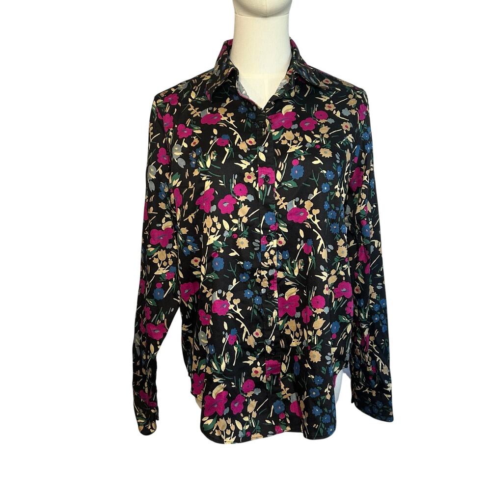 Lauren Ralph Lauren Slim Fit Floral Cotton Button Down Shirt Medium M Pink Blue